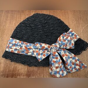 Floral Bow Women’s Beanie - Black and Multicolor